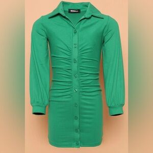 Fashionova - Mini Ruched and Girly Dress - Kelly Green